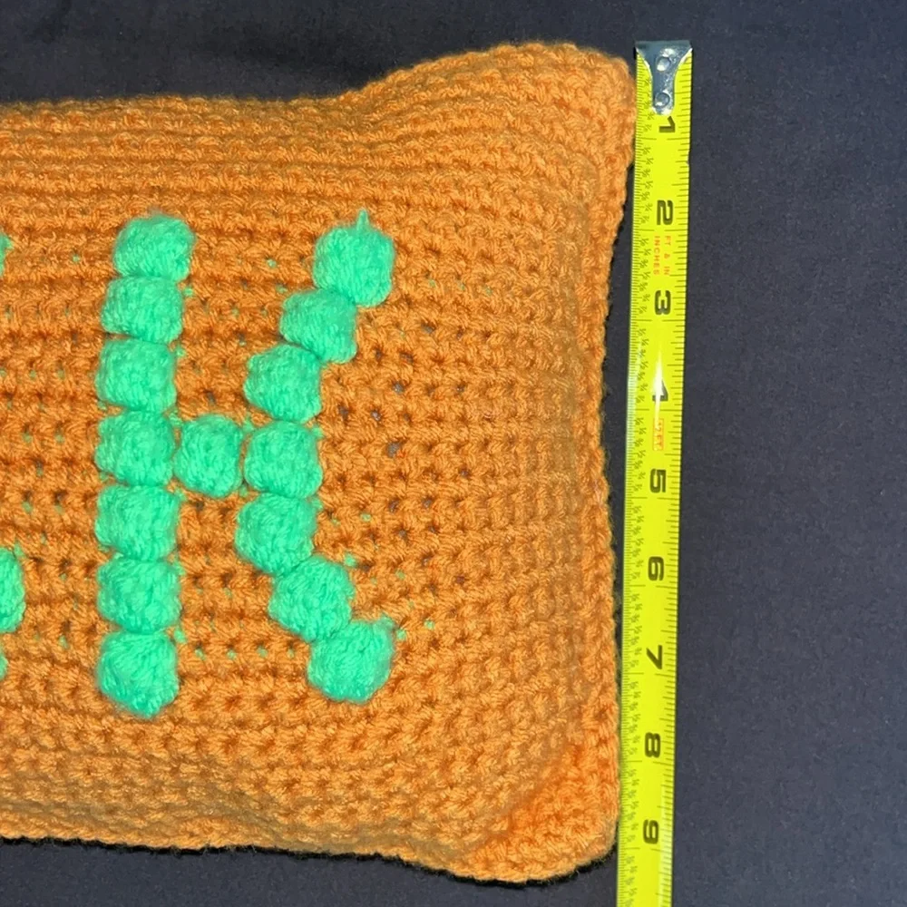 Handmade crochet swear word pillow